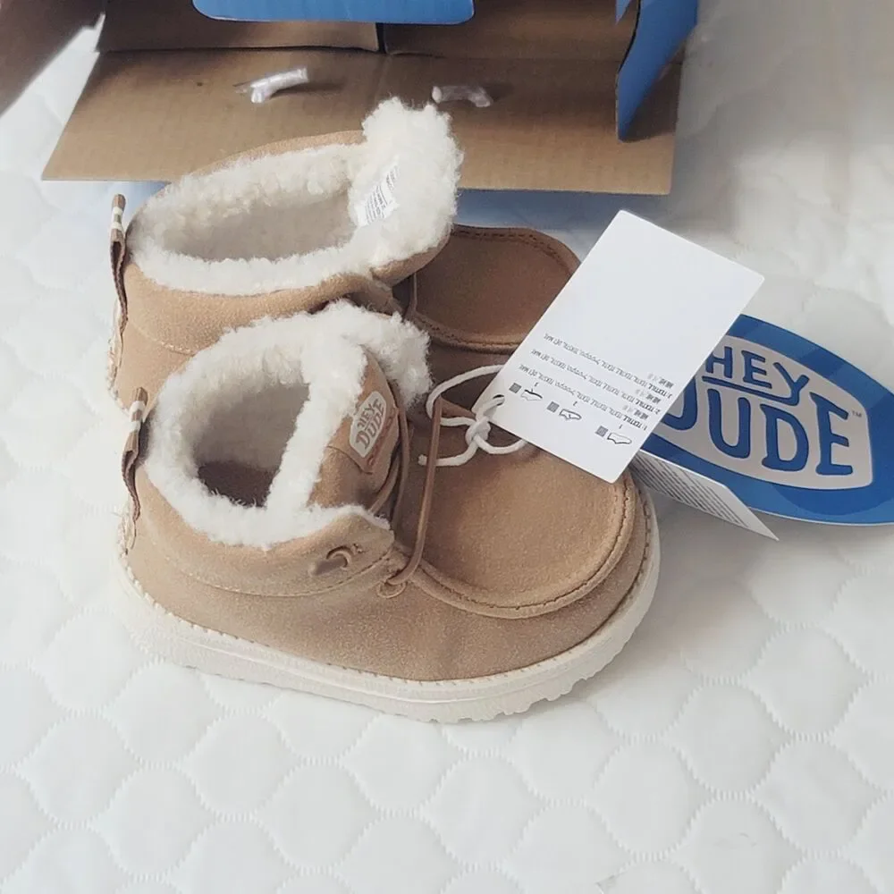 NWT Hey Dude Lil Dude Cozy Tobacco Brown Toddler Boots 44269-2DM Size C2